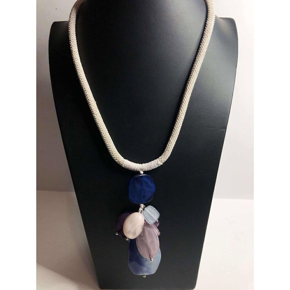 2080 CHICO'S  Blue Purple stone  Pendant cord necklace 20-24"